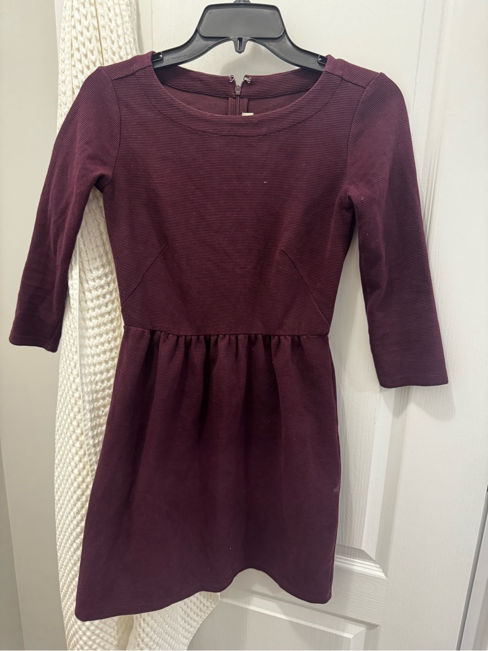 LOFT Burgundy Knit Fit-and-Flare Dress